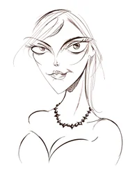 Sophie Dahl, autora e modelo inglesa, caricatura da linha sépia, 2008 de Neale Osborne